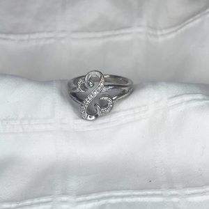 Jane Seymour Open Heart Ring. 1/20ct diamonds. Sterling silver.